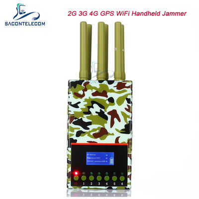 6 Antenas 20m Alcance Portátil Celular Jammer com Bateria 4000mAh para Bloqueio de Sinal GPS Lojack WiFi