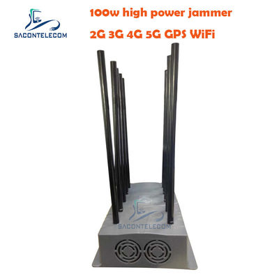 100W Jammer de Sinal de Alta Potência com 10 Canais para Dispositivo de Bloqueio de VHF UHF GPS