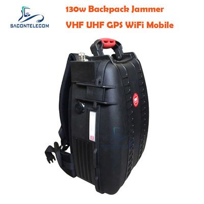Jammer Manpack VHF UHF de 5 canais com 120m de distância e bateria embutida para bloqueio de sinal portátil