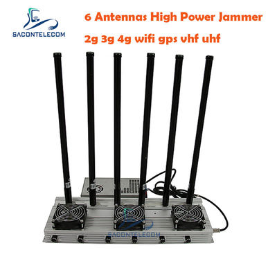 93W Jammer de Sinal UHF LTE de Alta Potência com 6 Canais e Alcance de 50-150 Metros