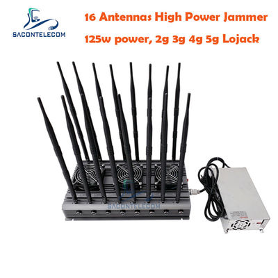 16 Antenas 125W de Potência Raio de 40m Jammer de Sinal WiFi de Mesa para Bloqueio Multibanda
