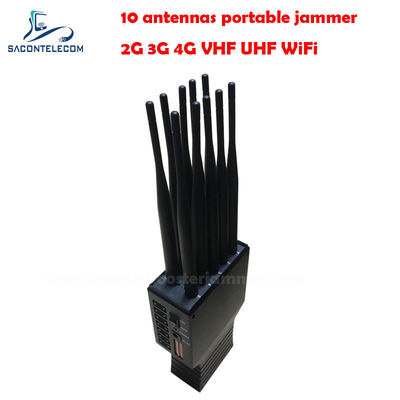 Jammer de Sinal Portátil com Raio de 20m, Bateria de 4500mAh e 10 Canais para GSM DCS CDMA 3G 4G WiFi