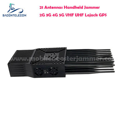 21W Potência de Saída Jammer de Sinal Portátil com 21 Antenas para Bloqueio 5G Lojack UHF VHF GPS WiFi