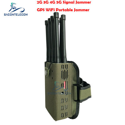 Interruptor de sinal portátil de 8W 8 antenas com raio de 30m para GPS Wi-Fi 2G 3G 4G 5G Bloqueio