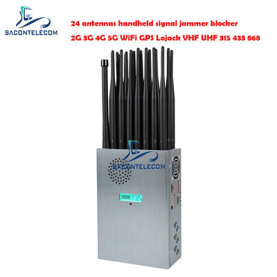 24 Antenas 24W Potência de Saída Raio de 20m Jammer de Sinal Portátil Jammer de Mão para Todos os Sinais