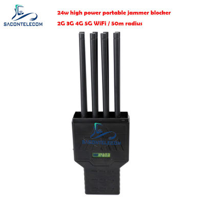 28W de Alta Potência 8 Canais Jammer Portátil de Sinal com Raio de 50m para Bloqueio de Celular e WiFi