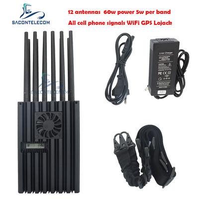 Interruptor portátil de alta potência de 60W com raio de 40m e 12 canais para 2G 3G 4G 5G WiFi GPS Lojack