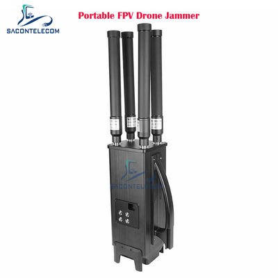 160W 4 Bandas Portátil Drone Signal Jammer com 1.5KM de Distância de Bloqueio e Bateria Embutida