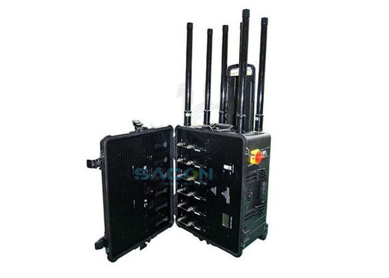 300W 6 canais Drone Jammer de sinal com 1500m alcance para UAV Jamming