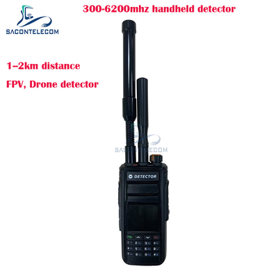 Detector de drones portáteis de 2 km Fpv 300-6200mhz 2 antenas Detector de sinais anti-drone portátil