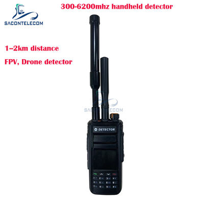 Detector de Drone FPV Portátil 300-6200MHz com Alcance de Detecção de 1-2Km