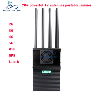 12 Bandas Interruptor de sinal de telemóvel portátil com 70 watts de potência e até 60m de raio