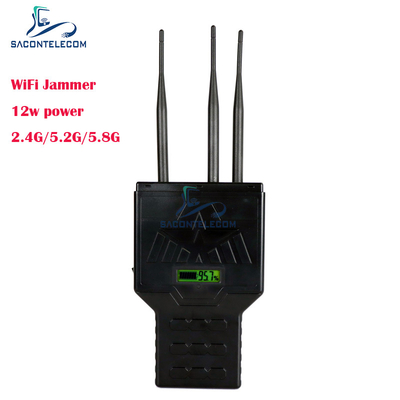 Bloqueador de Sinal de Celular Portátil WiFi Bluetooth 12W 2.4G 5.2G 5.8G com Alcance de 50 Metros