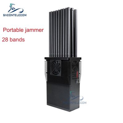 28 canais 28W interferente de sinal portátil com 27 antenas para bloqueio de sinal sem fio de banda completa