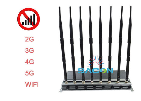 Potência de saída de 40W 5G Jammer de sinal com raio de interferência de 80m e 3 ventiladores de resfriamento