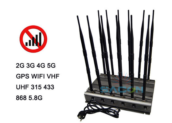 Bloqueador de Sinal 5G de 80W com 12 Antenas e Controle Remoto Infravermelho para Bloqueio de Celular