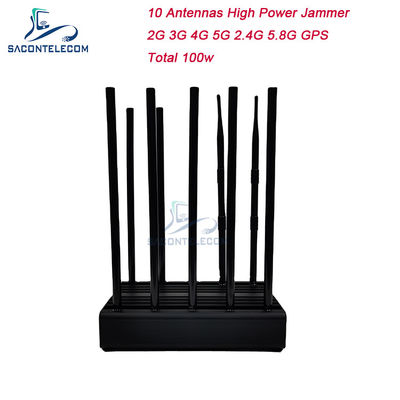 Interruptor de sinal de 100W 10 antenas com alcance de 80m para bloqueio de telefone celular e GPS
