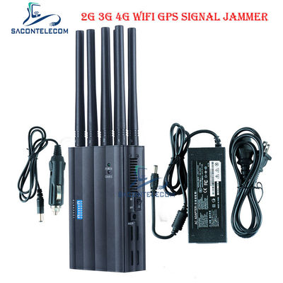 8 Canais Jammer de Sinal Portátil com Bateria de 4000mAH e Bloqueador de Sinal de Celular, GPS e WiFi de 20m de Alcance