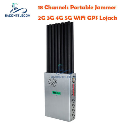 Alta Potência 18 Antenas 5G Jammer com alcance de 20m e bateria de 7,4V para bloqueio de sinal de telefone celular